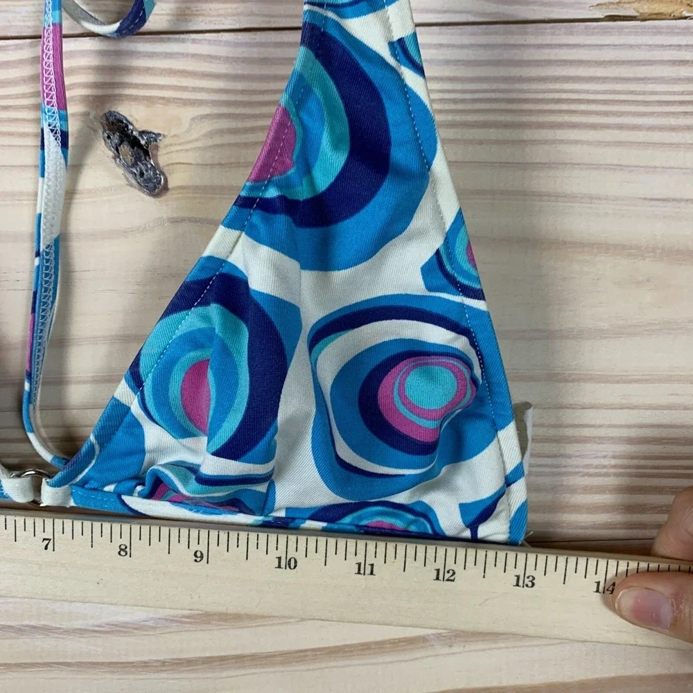 Vtg L*Space Swim Bikini Top Large Retro Swirls USA Made Hippie‎ Y2K